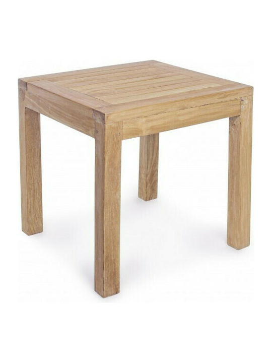 Square Side Table made of Solid Wood Brown L50xW50xH50cm