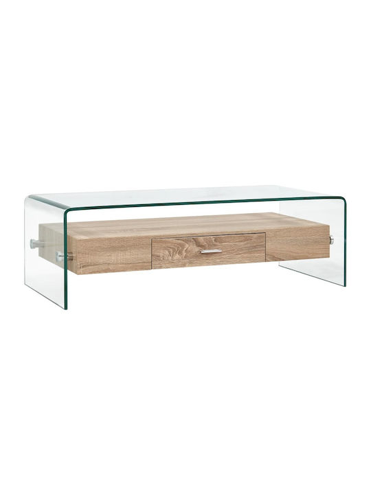 Rectangular Central Glass Coffee Table with Dra...
