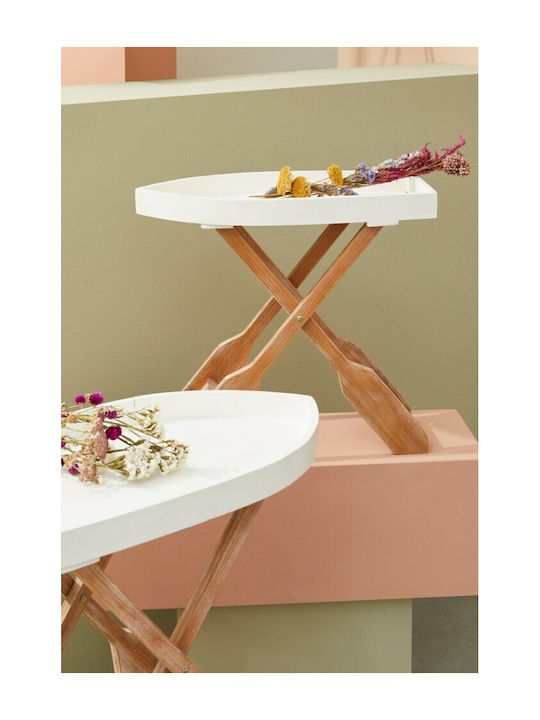 Oval Side Table Gozzo Made of Solid Wood Foldab...