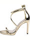 Sante Patent Leather Women's Sandals Gold with Thin High Heel