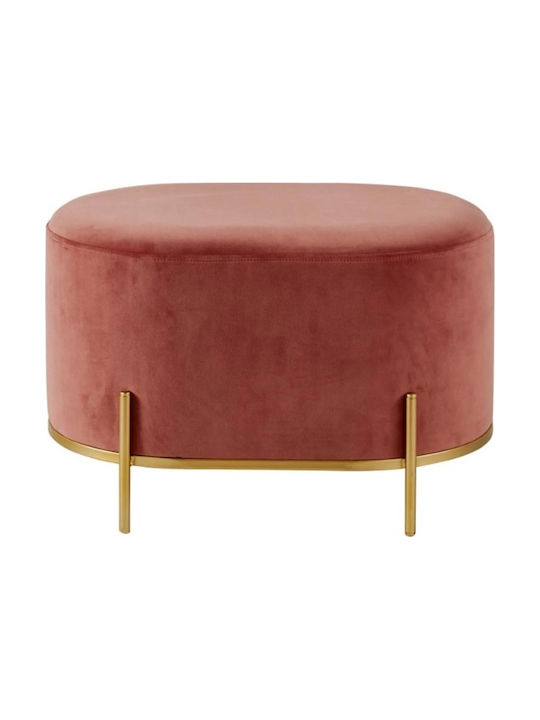 Stool For Living Room Upholstered with Fabric Oval With Golden Base 80x42x42cm