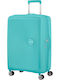 American Tourister Soundbox Spinner Expandable Medium Hard Turquoise Suitcase with 4 Wheels Height 67cm