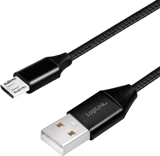 LogiLink Geflochten USB 2.0 auf Micro-USB-Kabel Schwarz 0.3m (CU0143) 1Stück