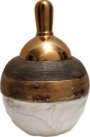Karvounis Ceramic Sweet Jar with Lid Brown 15.5x15.5x19.5cm