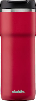 Aladdin Java Leak-Lock Thermavac Glass Thermos Stainless Steel BPA Free Red 470ml with Mouthpiece 10-06646-005