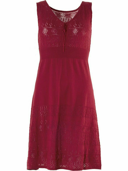 SMASH Ισπανικό κόκκινο αμάνικο πλεκτό φόρεμα