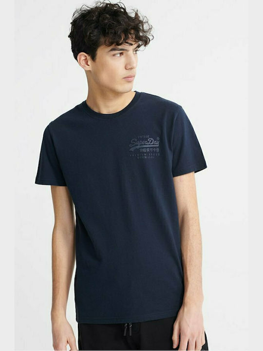 Superdry Vintage Logo Premium Goods Tonal Injection Ανδρικό T-shirt Navy Μπλε με Λογότυπο