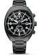 Citizen Ανδρικό Ρολόι 41mm Χρονογράφος Eco - Drive με Μαύρο Μεταλλικό Μπρασελέ