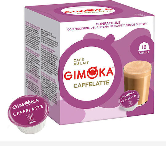 Gimoka Capsules Espresso Caffelatte Compatible with Machine Dolce Gusto 16caps,tobolek