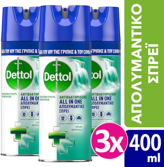 Dettol All In One Καθαριστικό Spray Γενικής Χρήσης με Απολυμαντική Δράση Spring Waterfall 3x400ml