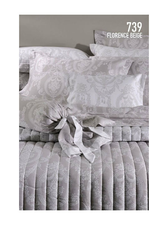 Down Town Home 739 Coverlet Single Cotton Satin Beige 175x255cm