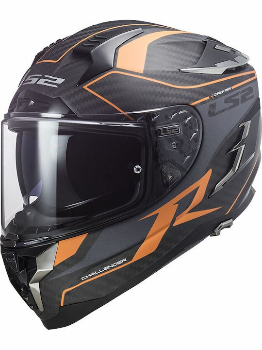 LS2 FF327 C Challenger Carbon Grid Matt Orange Motorradhelm Volles Gesicht ECE 22.05 1350gr 10327 72 51