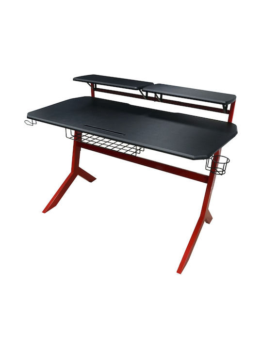 Gaming Office Wooden Black Red with Metal Legs 130x70x92.5cm