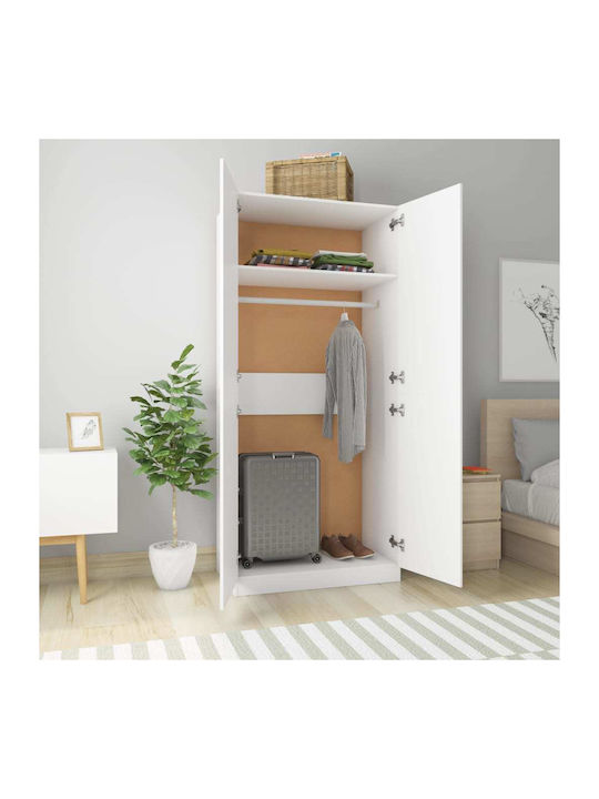 Double Door Wardrobe White 90x52x200cm