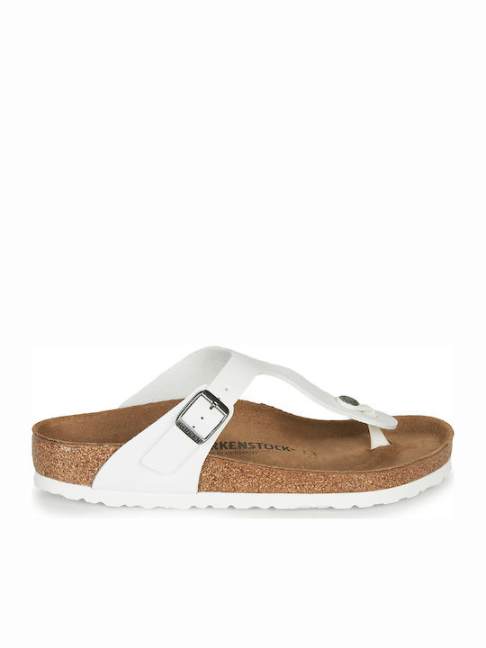 Birkenstock Gizeh Leather Women's Flat Sandals In White Colour