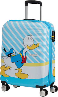 American Tourister Wavebreaker Disney Children's Cabin Travel Suitcase Hard Light Blue with 4 Wheels Height 55cm.