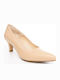Leder Pumps mit Chunky Absatzdicke Beigen