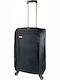 Explorer Luggage 15904 Medium Travel Suitcase Fabric Black with 4 Wheels Height 68cm