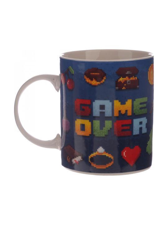 Puckator Game Over Tasse aus Porzellan Blau MUG283 1Stück