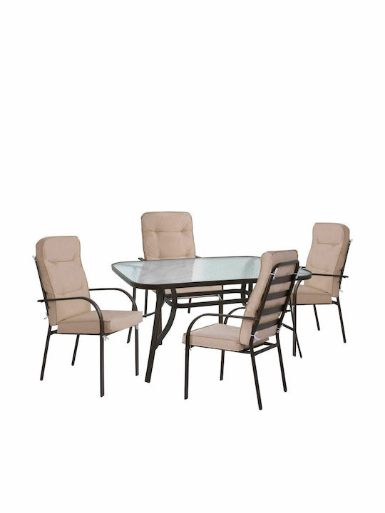 Set Sala De Mese Pentru Exterior 5 Piese Maro C...