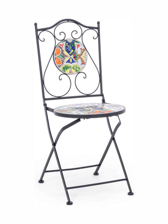 Metallic Outdoor Chair Paloma Μαύρη-Πολύχρωμη 39x47x92cm