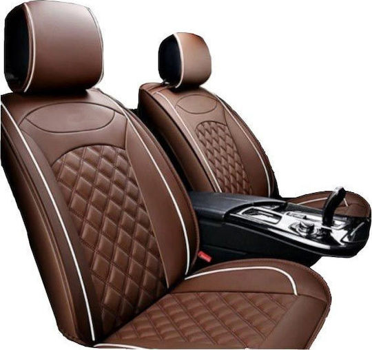 Front Car Covers 2pcs Leatherette Coffee