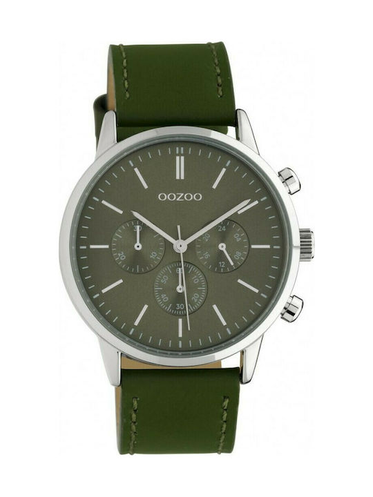 Oozoo Watch Chronograph with Green Leather Strap