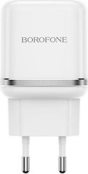 Borofone Charger Without Cable with USB-A Port 18W Quick Charge 3.0 White (BA36A)