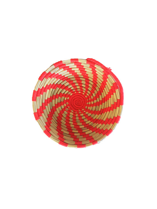 Wicker Decorative Platter Woven Moroccan Tray Red-Natural 42x8cm Red 42x42x8cm