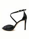 Fardoulis Leather Women's Sandals 8126 Black with Thin High Heel