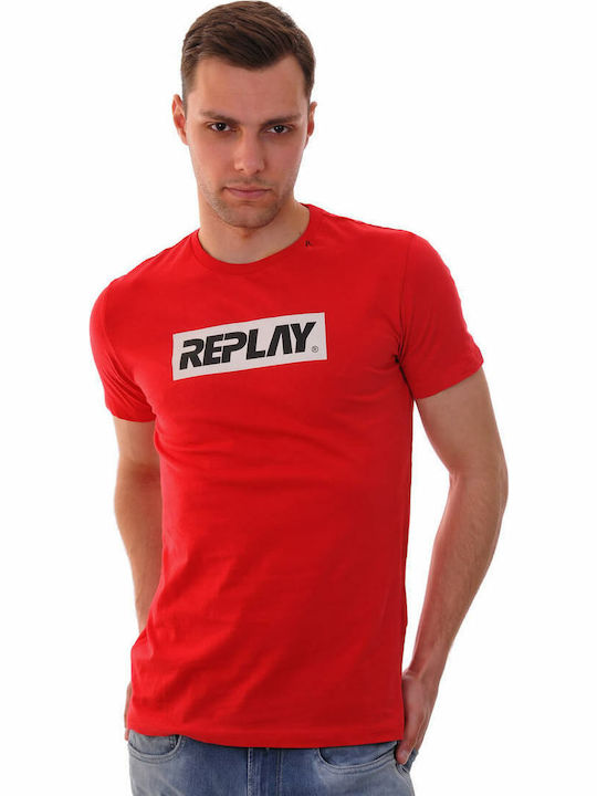 Replay T-shirt Bărbătesc cu Mânecă Scurtă Roșu