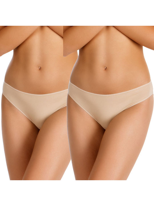 Miss Γυναικεία Slip 2Pack χωρίς Ραφές Μπεζ