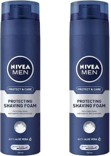 Nivea Men Protect & Care Пяна за Бръснене с алое за Чувствителна Кожа 2 x 250мл