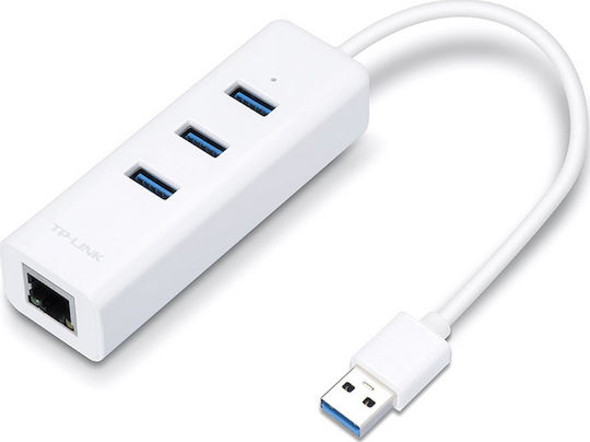 TP-LINK v1 Hub 3 Ports USB 3.0 with USB-A / Ethernet Connection White
