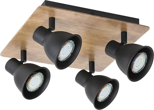 Elmark Spot mit 4 Lichtern und mit Fassung GU10 in Schwarz Farbe