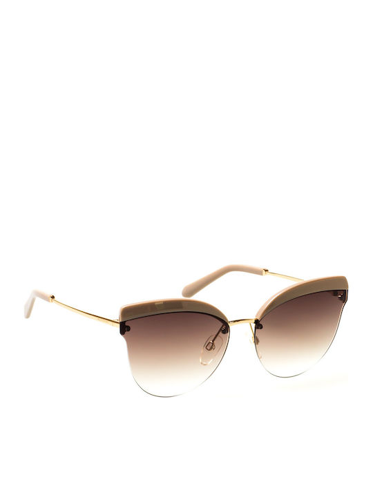 Ana Hickmann Women's Sunglasses with Beige Metal Frame and Gold Gradient Lens AH3218 04B