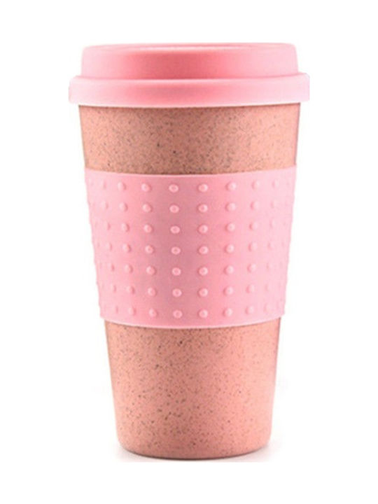 Bamboo Cup with Lid Pink 300ml