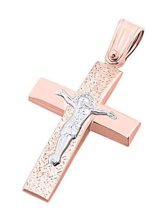 14K Pink gold men's cross, T04519