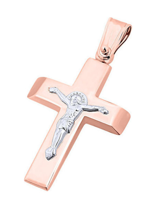 14K Rose gold men's cross, T04619