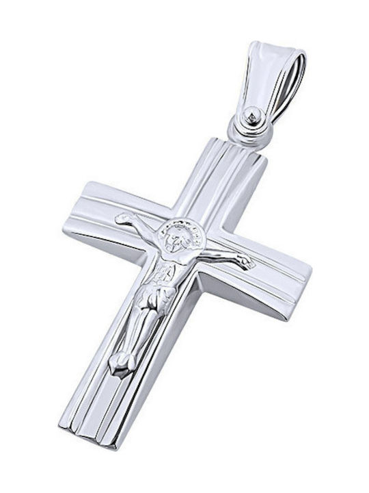 14K White gold male cross, T04919