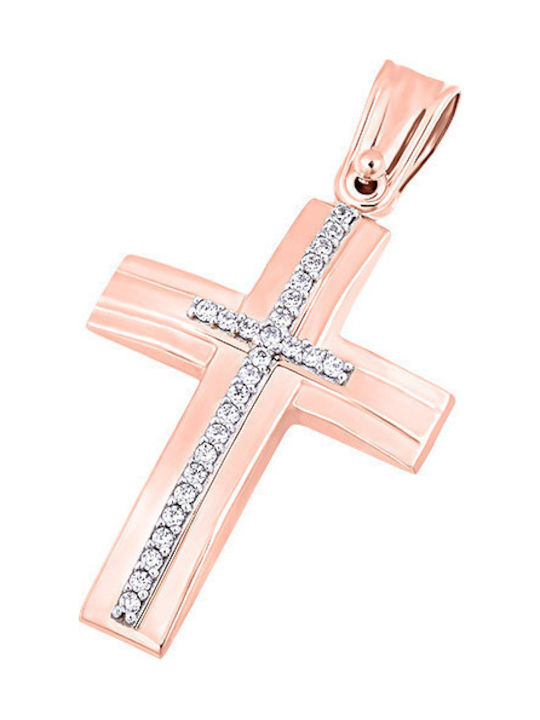 Damenkreuz aus 14K Roségold, T04419