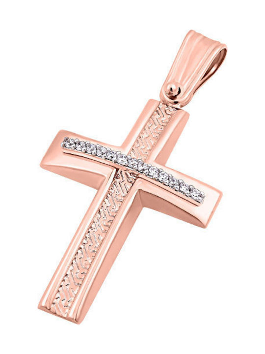 14K Rose gold women's cross, T04219