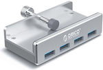 Orico MH4PU USB 3.0 Hub 4 Θυρών με σύνδεση USB-A Ασημί