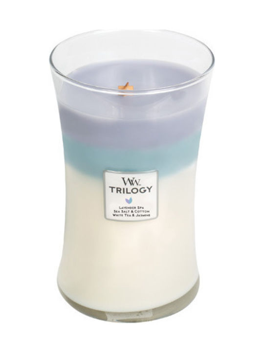 WoodWick Scented Candle Jar with Scent Calming Retreat Trilogy White 275gr 1pcs