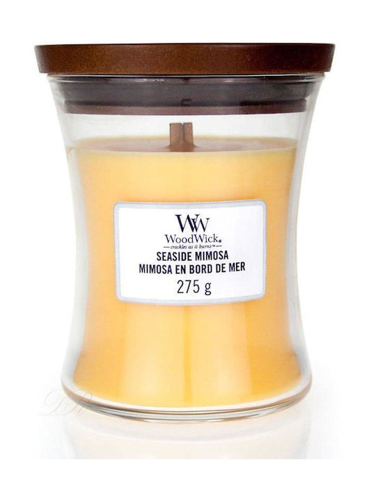 WoodWick Duftkerze Gefäß mit Duft Seaside Mimosa Orange 275gr 1Stück