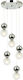 Viokef Sylia Pendant Light Silver Ball for 5 Bulbs G9 36x360cm