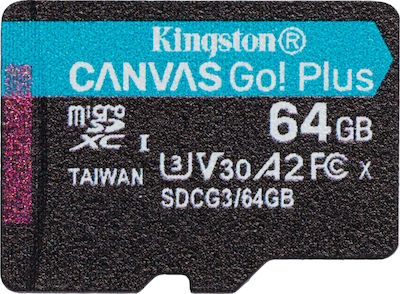 Kingston Canvas Go! Plus microSDXC 64GB Class 10 U3 V30 A2 UHS-I