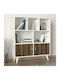 Bookcase Symi White-dark Brown 90x22x105cm