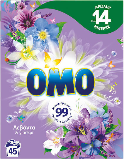 Omo Απορρυπαντικό Ρούχων σε Σκόνη με Άρωμα Λεβάντα & Γιασεμί 2.52kg (45 Μεζούρες)