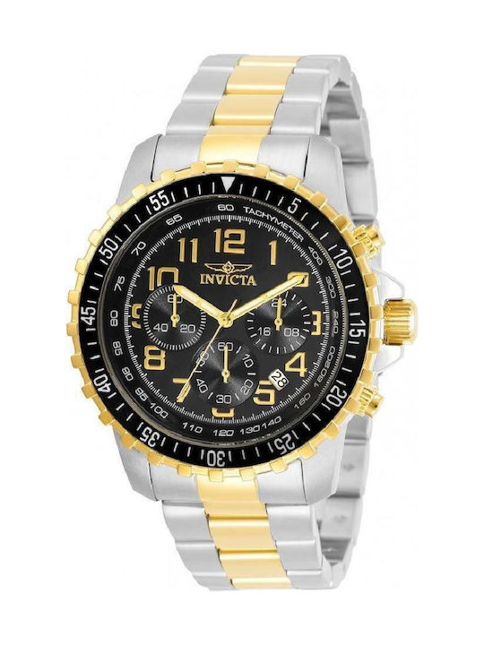 Invicta Specialty Watch Chronograph Battery with Silver Metal Bracelet